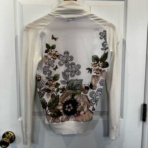 Ted Baker Tialee Gem Garden Cardigan Ivory Floral Butterfly Open Front Size 0 XS